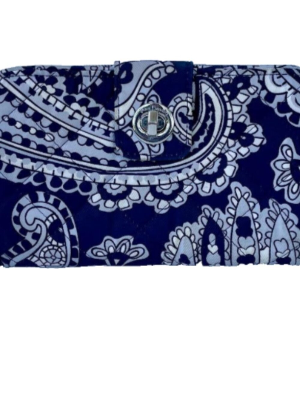 Vera Bradley Indio Navy Blue Paisley Zip Around Wallet, Turn-Lock Flap, RETIRED